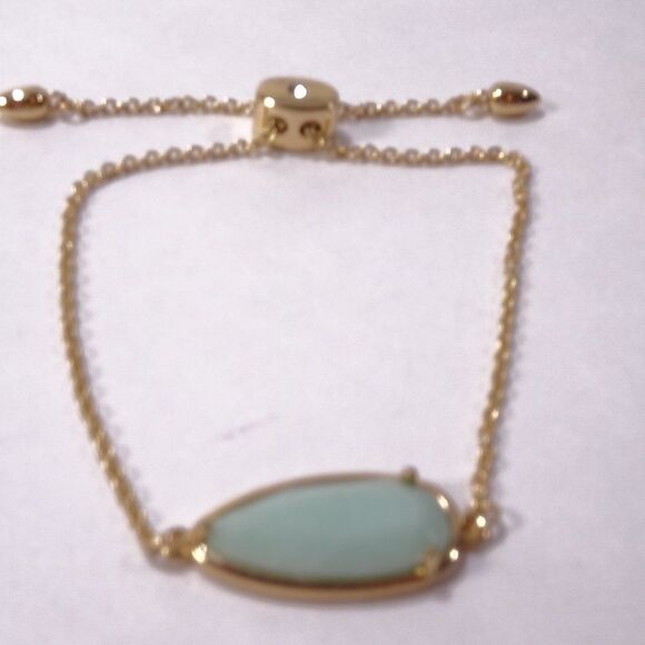 Anthropologie Mint Stone Resin Oval Gold Snake Chain Slider Bracelet NWOT $58.00 - Picture 7 of 7